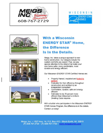 Meigs Wisconsin Energy Star Homes Flyer